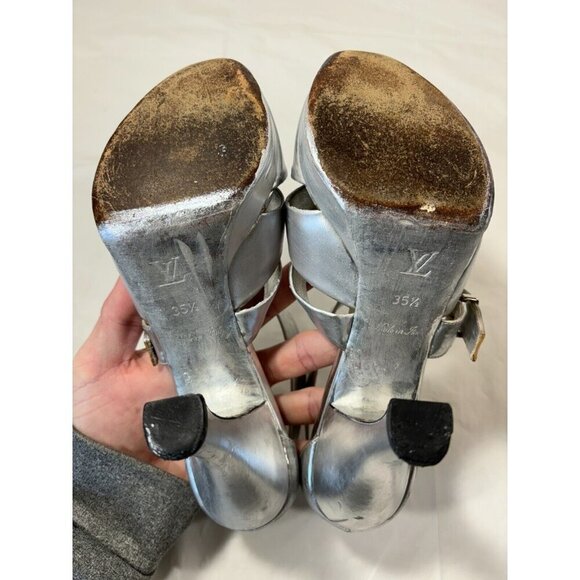 Louis Vuitton Slingback silver Leather Pumps LV Size 6 - Picture 2 of 15